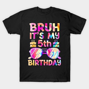 Kids Bruh Its My 5Th Birthday 5 Year Old Boy Gamer T-Shirt